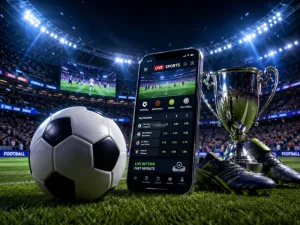 Sukan BolaKing888 dengan stadium bola sepak dan aplikasi mudah alih