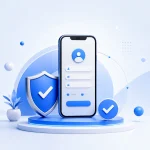 Antara muka pendaftaran mudah pada telefon dengan simbol keselamatan